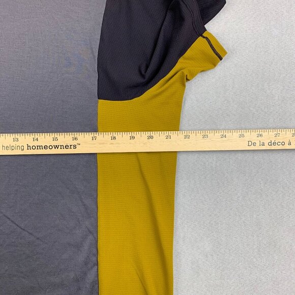 Lululemon Robert Geller Mens Shirt Large Gray Yellow Colorblock Take The Moment - Picture 3 of 6